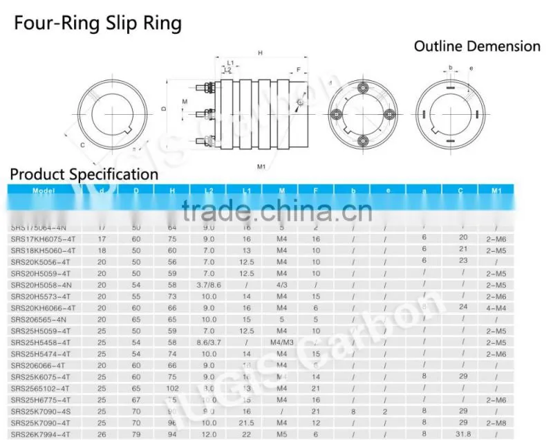 4 Rings Made in China High Valtage Industrial Use Slip Ring