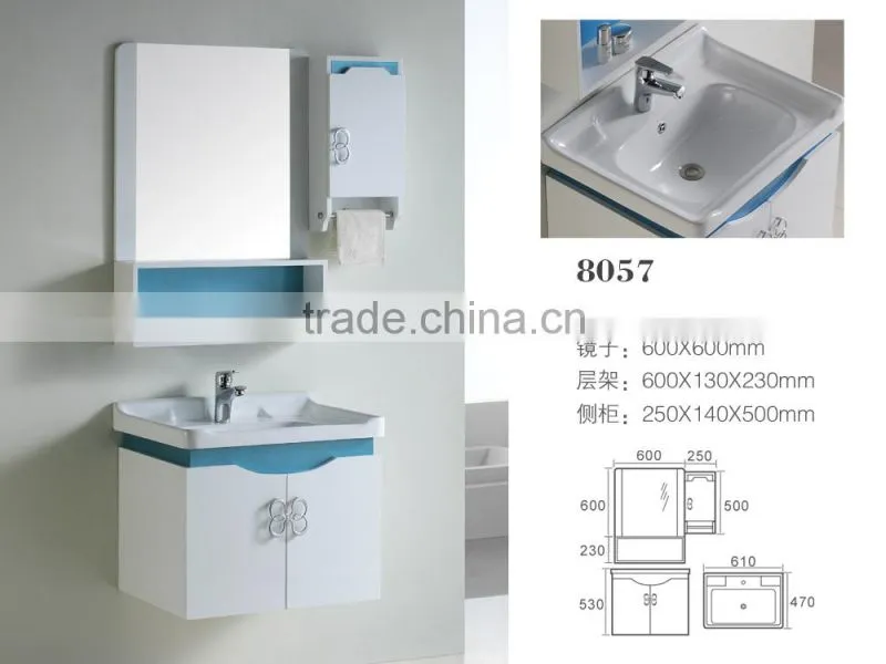8057 Ceramic Counter top Cabinet Basin thin edge basin Bathroom Sink PVC Vanity