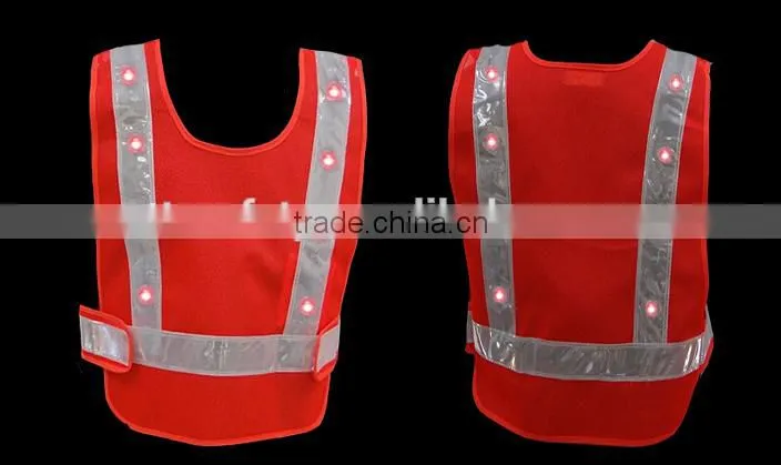 16pcs high visibility reflective led safety light vest jacket