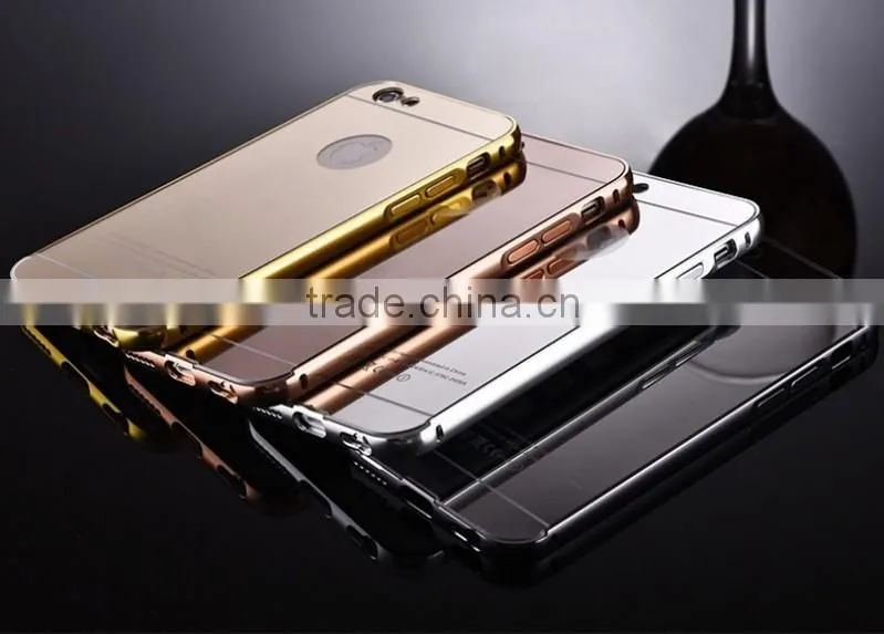 Aluminum metal frame bumper mirrior back Mobile phone cover and accessory for iphone 6 accessory for iphone 6S