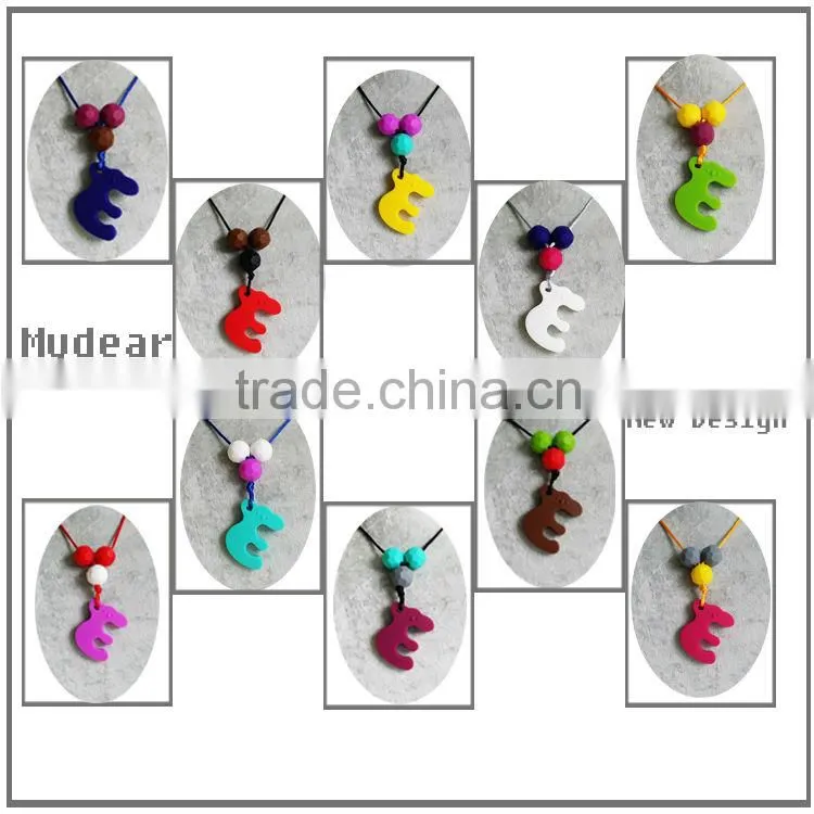 Silicone Teething Necklace Wholesale/Food-safe New Mom Fun Teething Jewelry Fashion