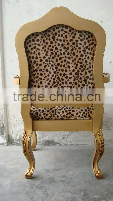 Morden Chair Stocklot chair Solid wood hand carved Leopard Chair,antique style accent chair with fabric cushion