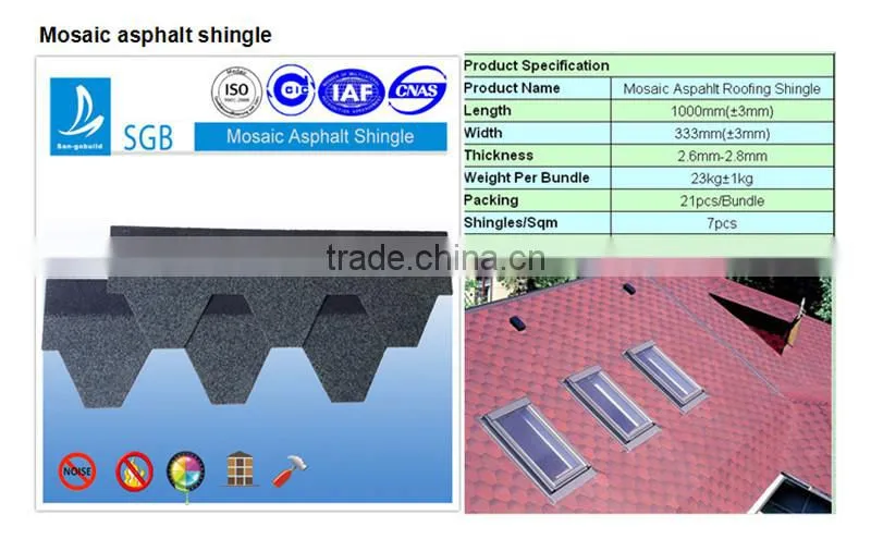 Coloured Glaze Material and Plain Roof Tiles Type asphalt roofing shingles