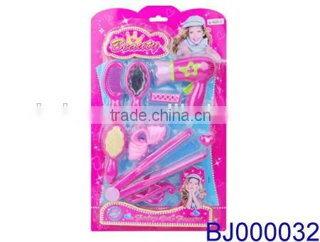 New arrival fancy toy for girls plastic electric hair dryer and led hair straightener toy set