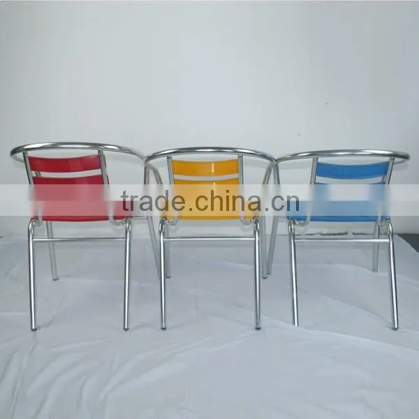 00 commerical logo use colorful aluminum dining stacking outdoor chair YC001