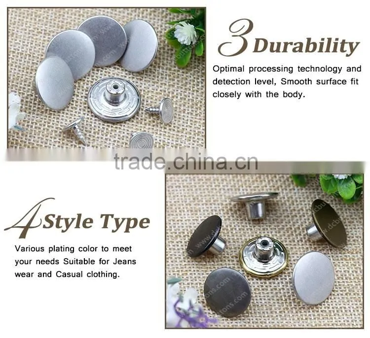 Hot Sale Factory Price Silver Jeans Button Jean Jacket Metal Button