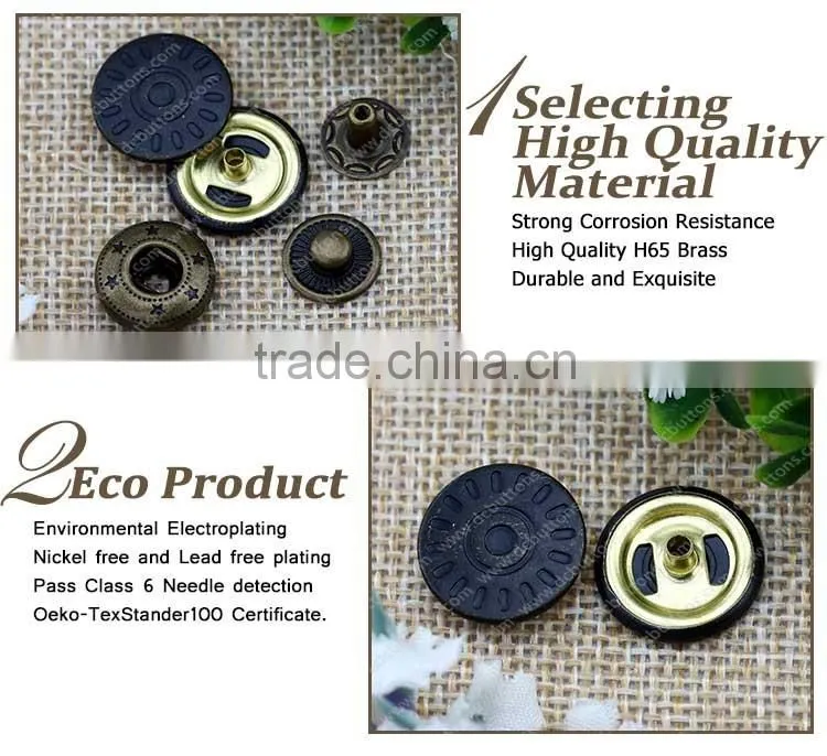 Guangzhou Metal snap button manufactory black button for leather