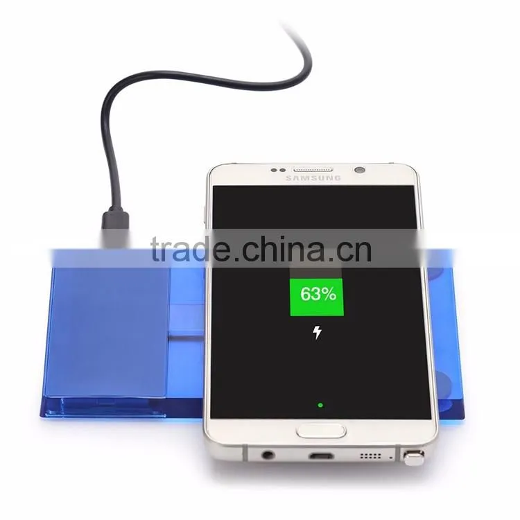 2016 Cool LED Indicator Charging QI Standard Wireless Charger Receiver For iPhone Samsung