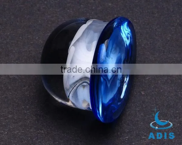 Blue White Petal Flower Piercing Glass Ear Plugs