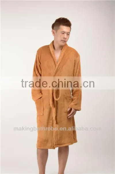 2016 new design western fleece mens bathrobe