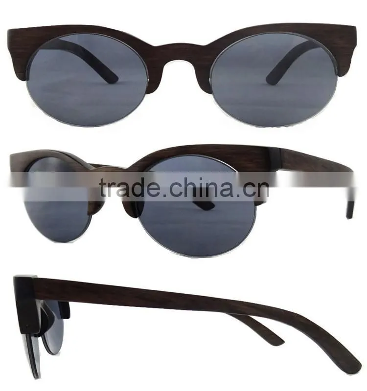 Individualized Eco-friendly Semi- Rimless Wood Sunglasses