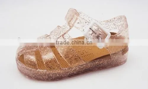 Clear PVC Jelly Sandals with Glitter for Children