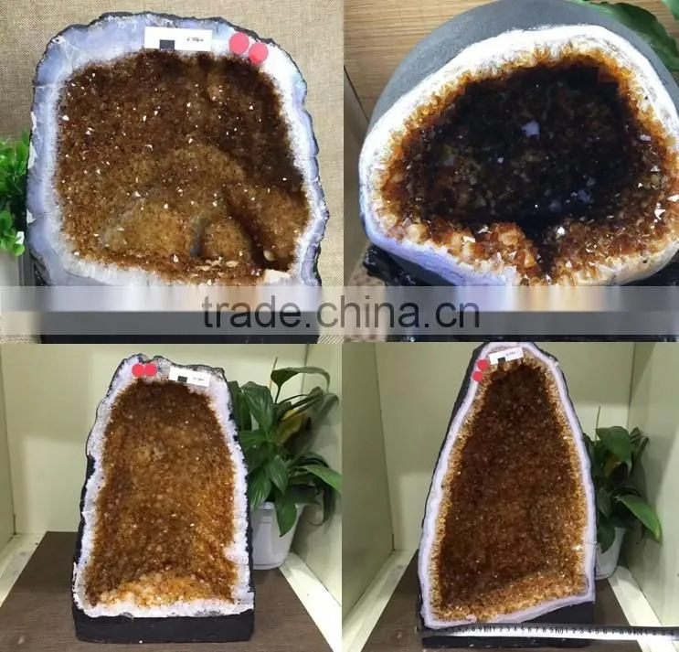 Brazil Big Citrine Geodes Crystal Quartz Geodes for Sale