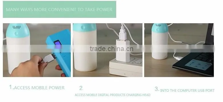 China manufacturer 180ml portable USB air purifier / air humidifier with nightlight
