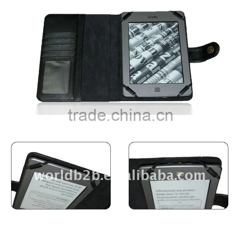 Booklet design Leather Cover Case for the Kindle Touch,with Card Slot
