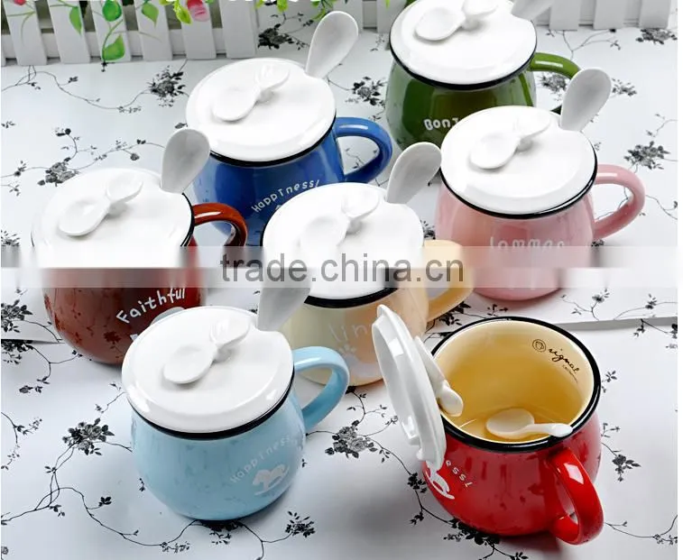 promotional custom colorful ceramic mugs with C-handle