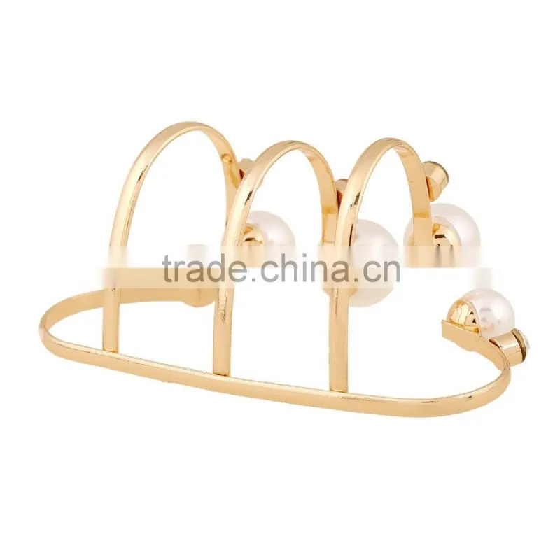 Exaggerated Full Finger Ring Model Big White Pearl Ring For Fashion Women