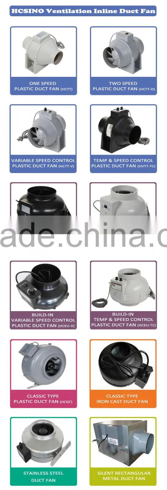CE, RoHS, FCC,SAA Certificated Greenhouse 6 inch Cast Iron Axial Flow Type Small Ventilation Inline Duct Fan with different size