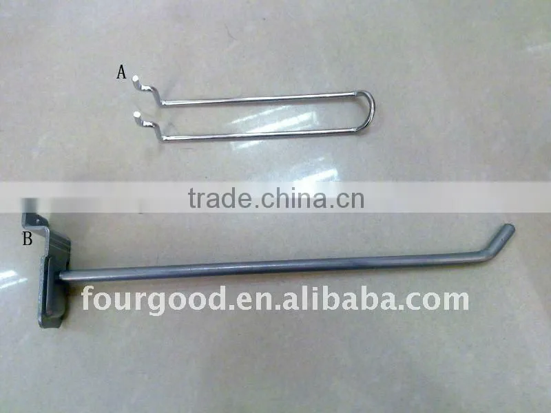 Wall-mounted slatted channel slotted slatwall square oval elliptical round display hook