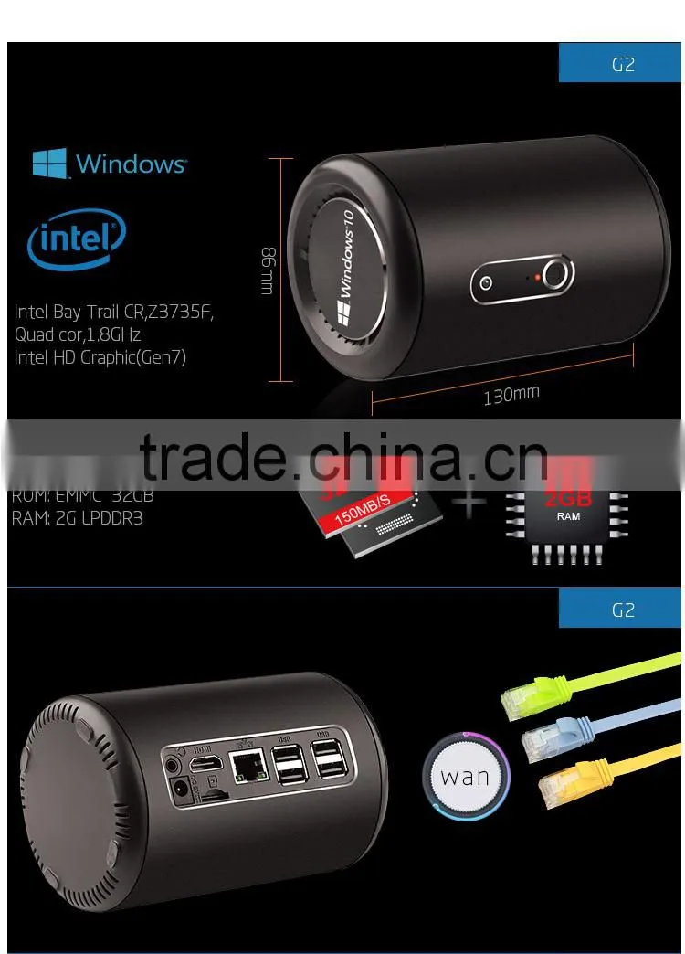 Windows 10 OS intel CPU dual wifi frequency bluetooth 4.0 mini computer