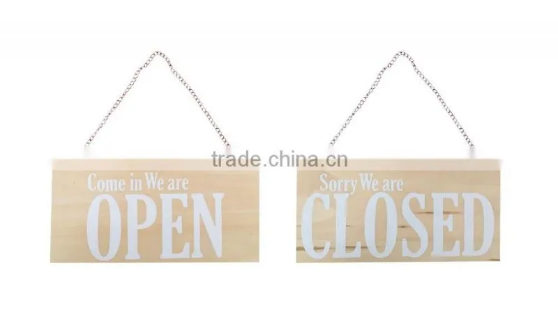 Nature color wooden door hanging ornament with "open" closed words shop's warning board business indication sign