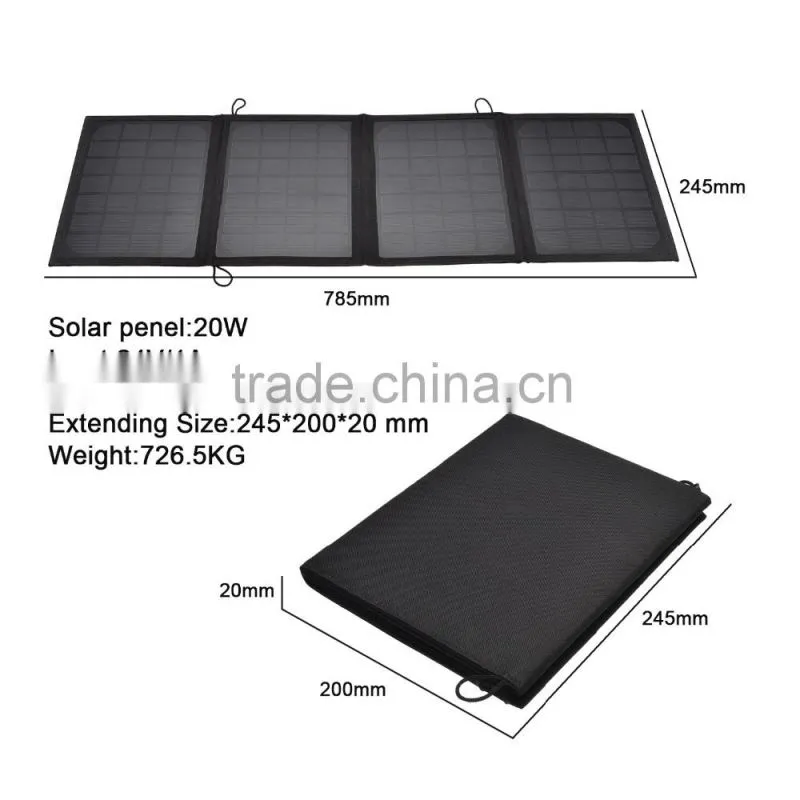 2016 new arrival 20W foldable outdoor camping emergency solar bag foldable solar panel for laptop