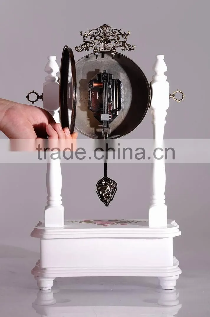 Wooden Desk Clock Solid Wood Vintage Antique Table Clock