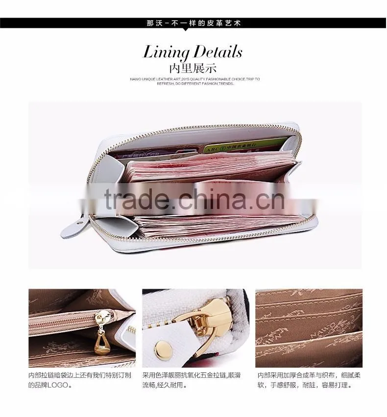 zipper ladies long purse leather clutch for coin and cell phone
