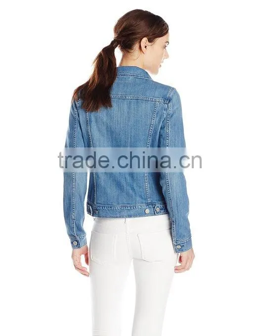 Women's plain Denim Classic Trucker Jacket