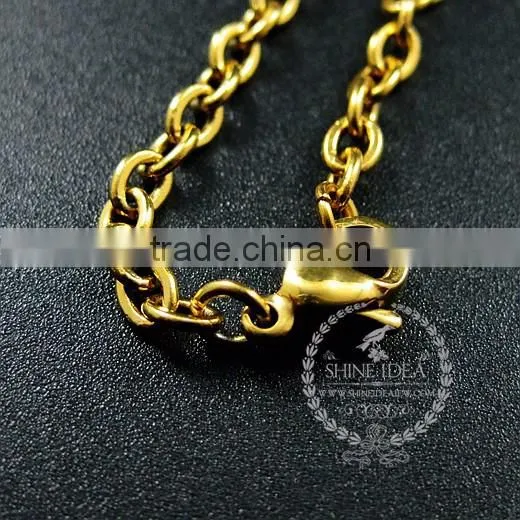 23inch 3mm gold plated 316L stainless steel necklace chain DIY jewelry supplies 1325008