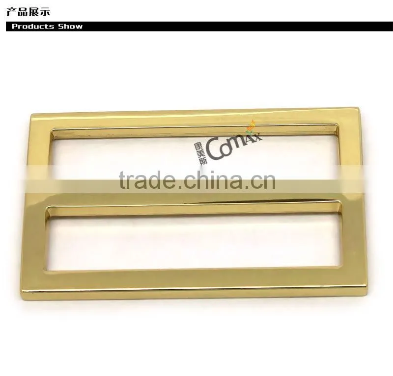 Square gold metal tri-glide buckle for bag
