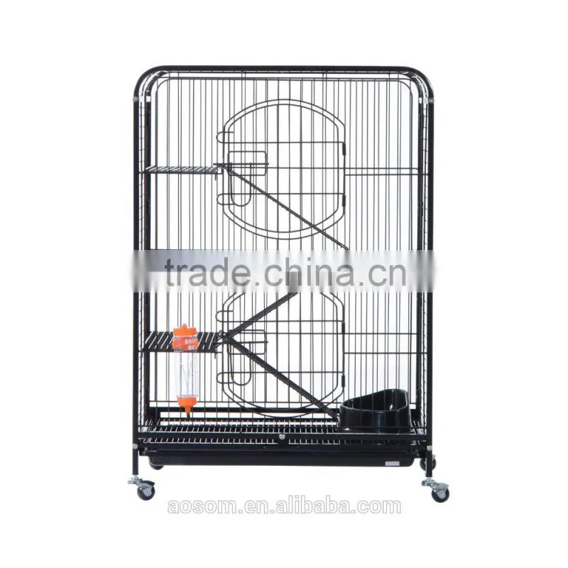 Pawhut 37" 4 Level Indoor Hutch Small Animal Cage - Black