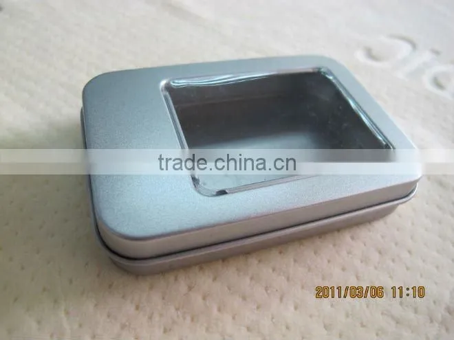 rectangular silver tin box for watch