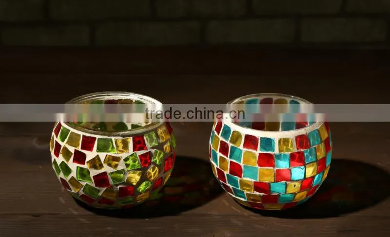 Mosaic glass jar Glass Candleholder colored glass vase