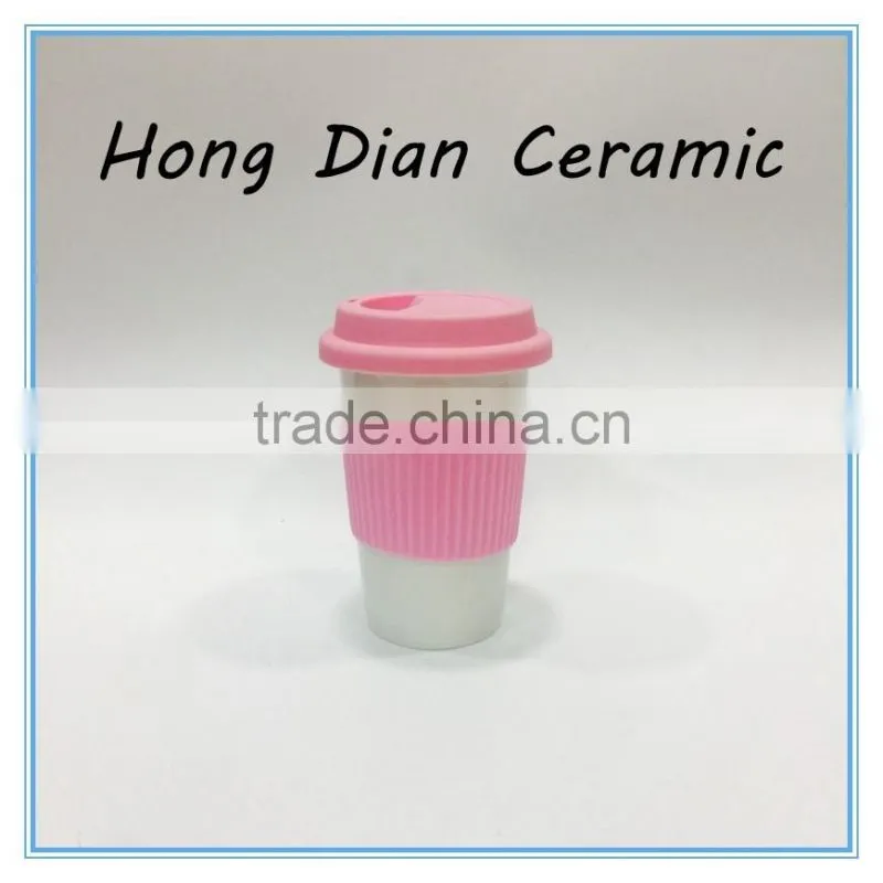 travel coffee mug with custom logo,Thermoses Drinkware Type single wall ceramic mug with silicon lid
