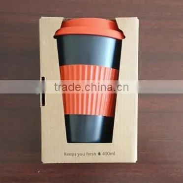 bamboo fiber eco tumbler,coffee cup with lid and sleeve