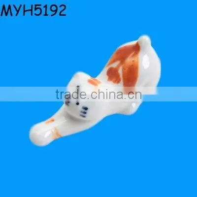 Elegant Painted Ceramic Orange Koi Fish Chopstick Rest