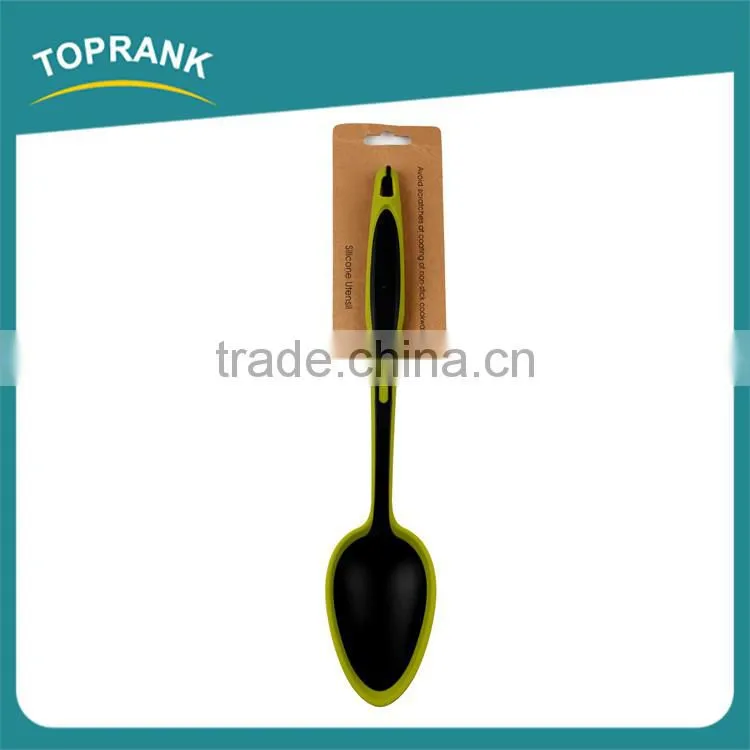 Kitchen utensils cooking soup spoon FDA food grade flexible heat resistant non-stick silicone spoon