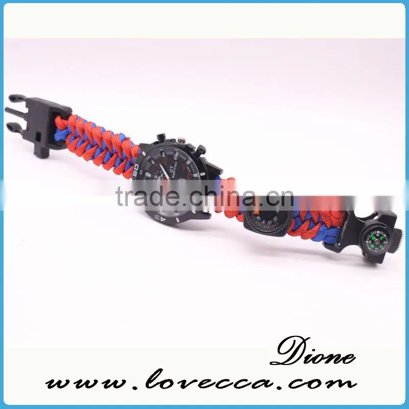 2017 New Style Climbing Camping Survival Bracelets Umbrella Rope Firestarter Life Saving Paracord Watch Band