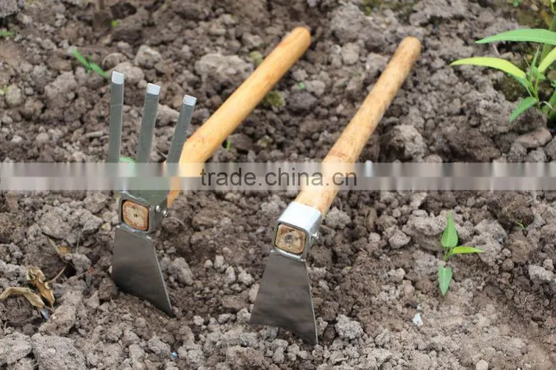 double use hand rotary hoe with fork rake