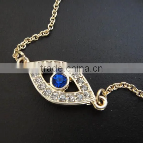 rhinestone paved hamsa hand fatima hand evil eye charm bracelet high quality goldfill chain bracelet