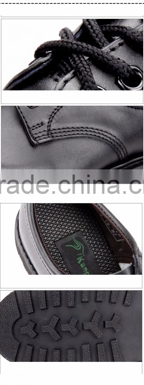 Black genuine cow leather goodyear welted men safety shoes