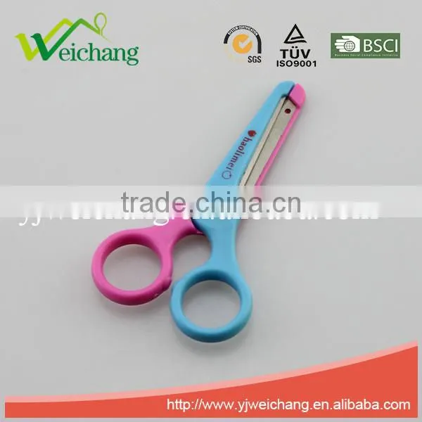 WCSC117 premium novelty wholesale soft handle colorful school children plastic scissors funny shape