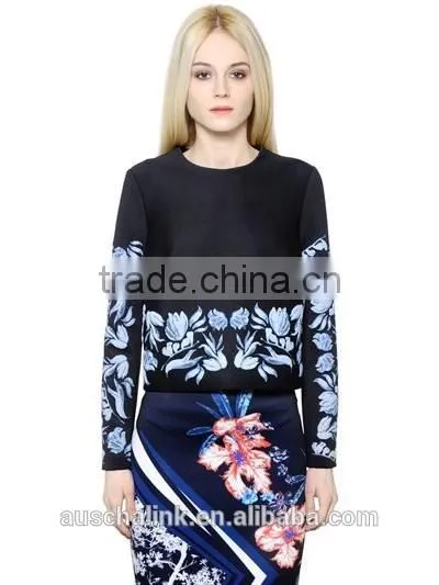 OEM service lady fancy embossed sweatshirt production