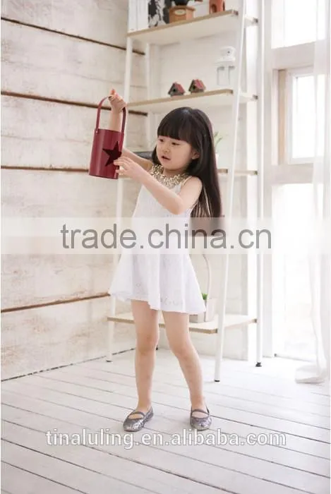 fashion new summer girls dresses kids sequin collar lace dress 2 colors baby dress kids clothes