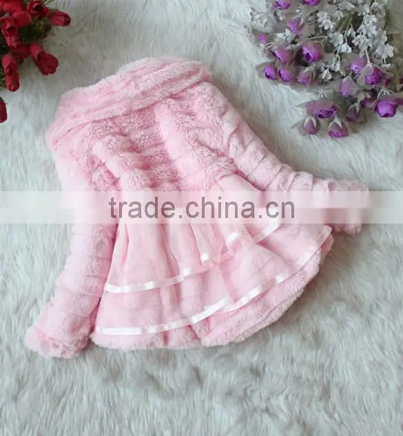 Children's Girls Elegant Baby Faux Fur Fleece Lined kid Coat 18908