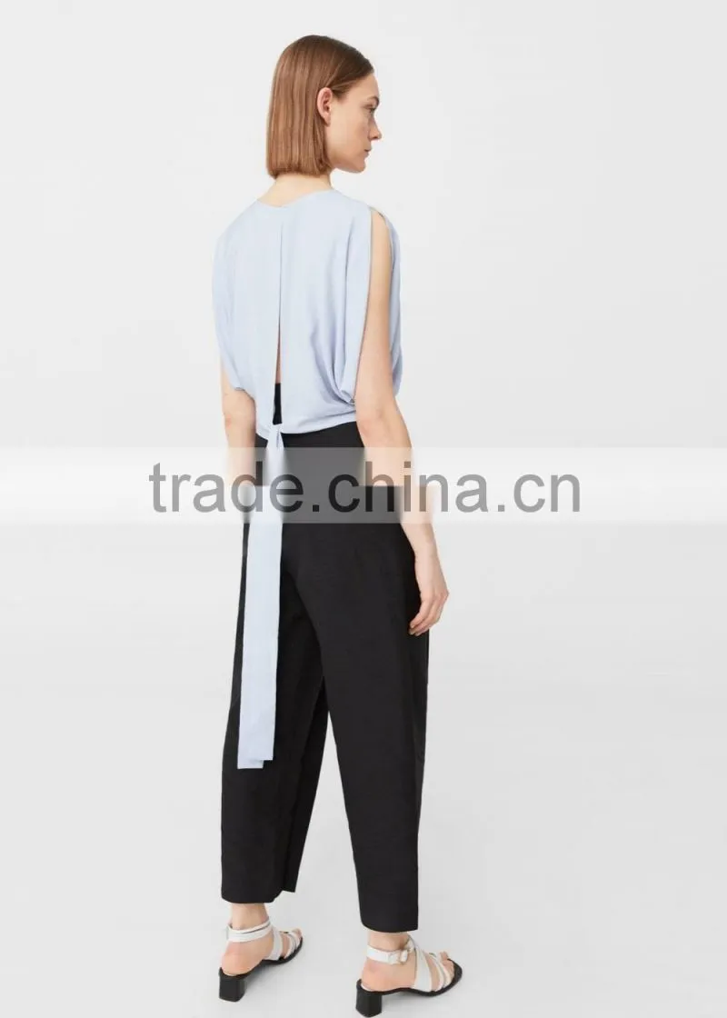 New arrival women sleeveless v back shirt summer blouse