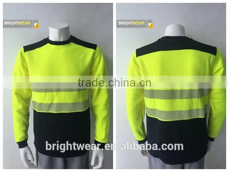 80% polyester 20% cotton fleece high visibility jacket safety sweatshirt