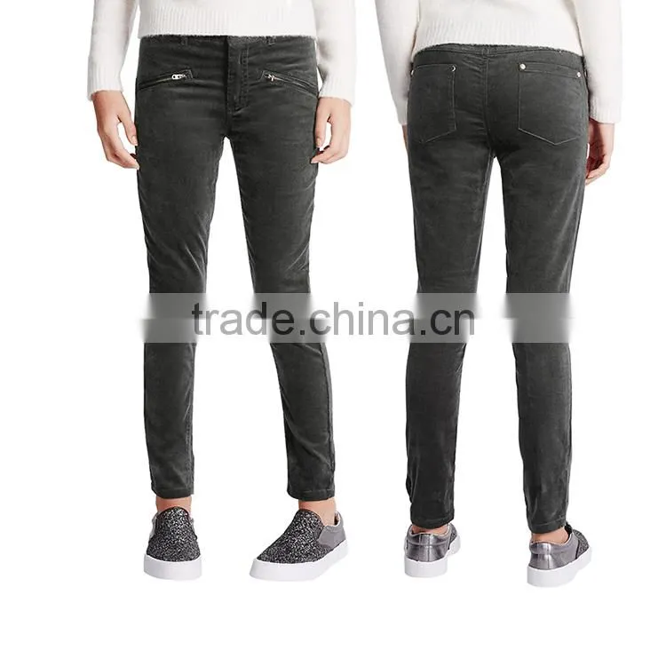 OEM custom made new disign baby girls jeans pure denim skinny zipper kid jean