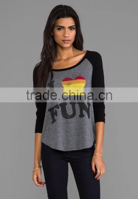 contrast color baseball t-shirt